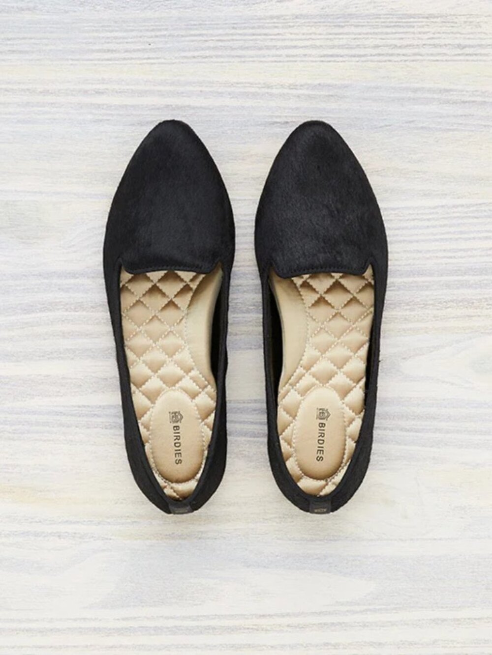 Birdies The Blackbird Black Calf Hair Smoking Loafers, Cushioned Slip, Size 11